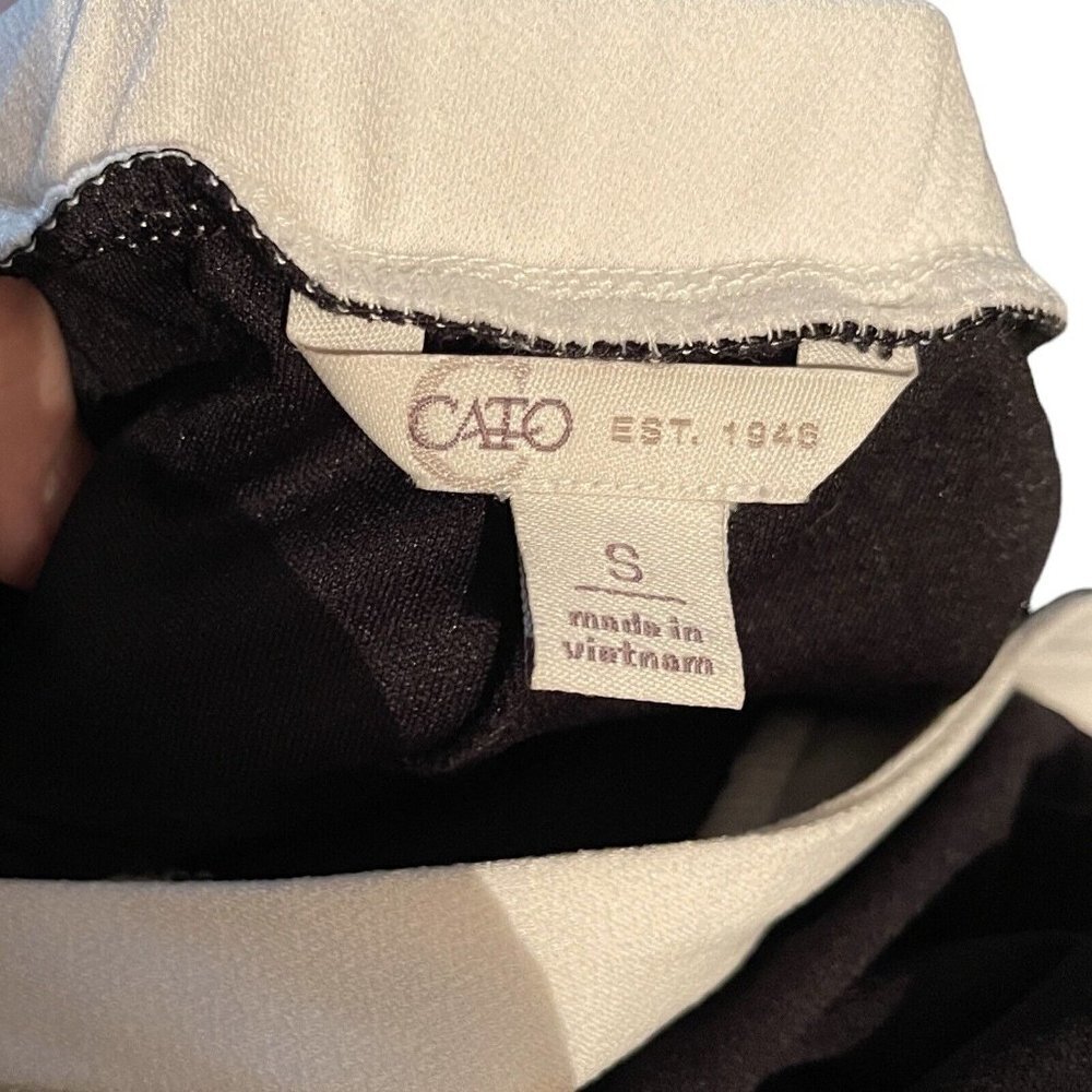 CATO est. 1946 Women's Cold Shoulder Dress Small Black White Above Knee Lined - Picture 7 of 12